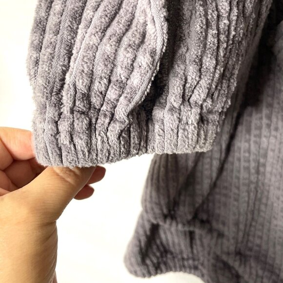 Vtg CMC By Color Me Cotton Gray Corduroy Hooded Button-Up Swing Coat Women's M - Picture 5 of 8